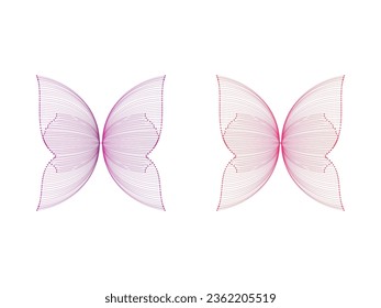 Abstract modern seamless pattern of monarch butterfly contours on white background for decoration design. Closeup design element black butterfly. Side view vector icon