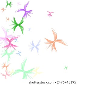 Abstract modern seamless pattern of monarch butterfly contours on white background for decoration design.  Heart, flower, daisy, butterfly, star, moon