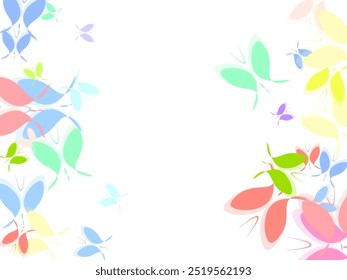 Abstract modern seamless pattern of monarch butterfly contours on white background for decoration design.  Heart, flower, daisy, butterfly, star, moon