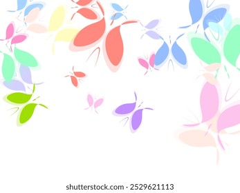 Abstract modern seamless pattern of monarch butterfly contours on white background for decoration design.  blue butterfly isolated on a white background