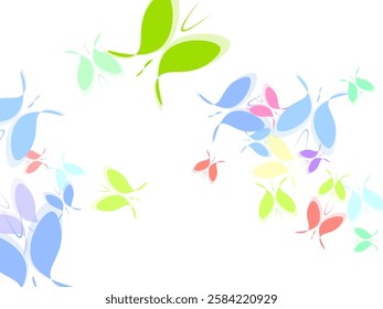 Abstract modern seamless pattern of monarch butterfly contours on white background for decoration design.  blue butterfly isolated on a white background