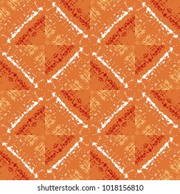 Abstract modern seamless pattern of orange, red, beige, and white shades