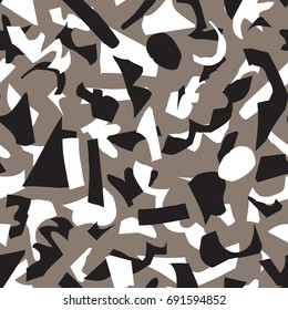 Abstract and modern seamless pattern with paper cut shapes, artistic colorful repeating surface pattern design for print and web