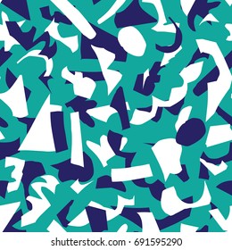 Abstract and modern seamless pattern with paper cut shapes, artistic colorful repeating surface pattern design for print and web