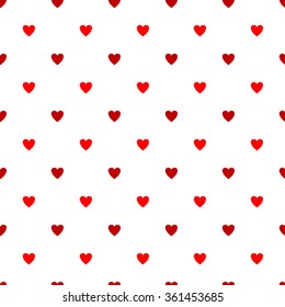 Abstract  modern seamless pattern with red and pink hearts. Vector illustration. Stylish background. Texture cute hearts symbol