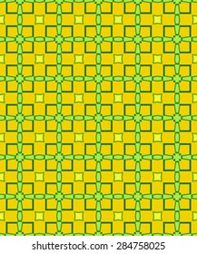 Abstract modern seamless pattern with squares of green and yellow colors