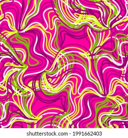 Abstract modern seamless pattern with twisted color lines. Swirl artistic wavy elements. Fine art background. Bright concept graphic. Impressionist tangled lines texture.