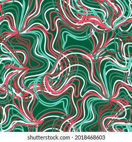 Abstract modern seamless pattern with twisted color lines. Swirl artistic elements. Fine art background. Futuristic design. Bright concept graphic. Impressionist tangled lines texture.
