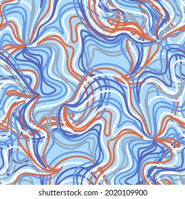 Abstract modern seamless pattern with twisted color lines. Swirl artistic elements. Fine art background. Futuristic design. Bright concept graphic. Impressionist tangled lines texture.