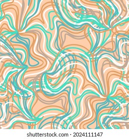 Abstract modern seamless pattern with twisted color lines. Swirl artistic wavy elements. Fine art background. Futuristic design.Bright concept graphic. Impressionist tangled lines texture.
