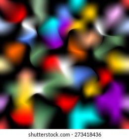 Abstract modern seamless vector blur background with colorful stains, rainbow splashes on black area