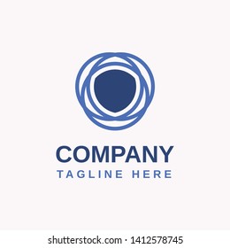 Abstract modern secure shield technology logo template