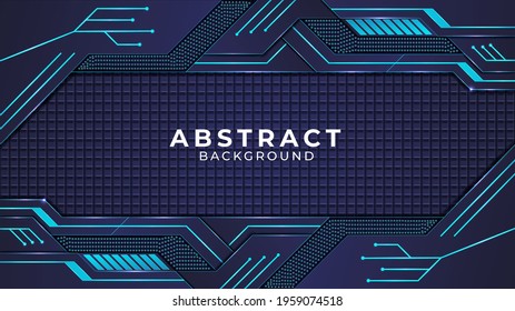 Abstract modern shape and gradient metallic background with cyan color circuits, dark cyan color shapes, metallic shapes, Glow and light effect.
