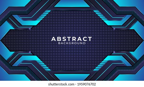 Abstract modern shape and gradient metallic background with cyan color circuits, dark cyan color shapes, metallic shapes, Glow and light effect