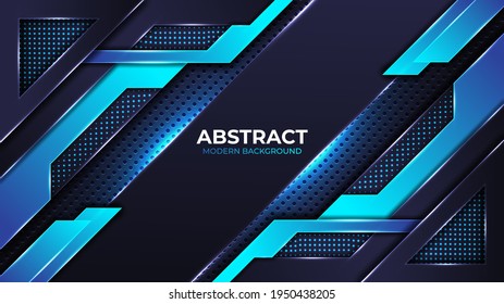 Abstract modern shape metallic blue color background design template for wallpaper and banner