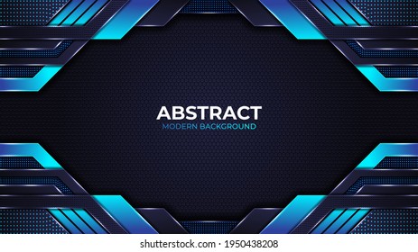 Abstract modern shape metallic blue color background design template for wallpaper and banner