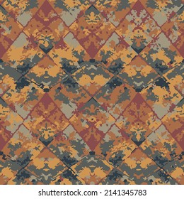 Abstract modern shape textured geometric pattern. Grunge red and yellow texture background.