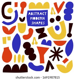 Abstract Modern Shapes - vector collection. Simple geometric set with different figures. Artistic folk shapes.