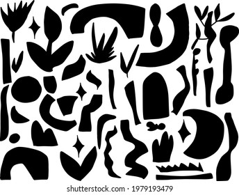 Abstract Modern Shapes - vector collection. Simple geometric set with different figures. Artistic folk shapes.