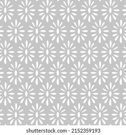 Abstract modern simple flower pattern on grey background. Geometric white flower pattern.