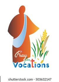 Abstract modern simple logo for vocations, with figure of sower sowing seeds