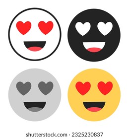 Abstract Modern Smiling Face with Heart Eyes Silhouette Illustration, can be used for business designs, presentation designs or any suitable designs.