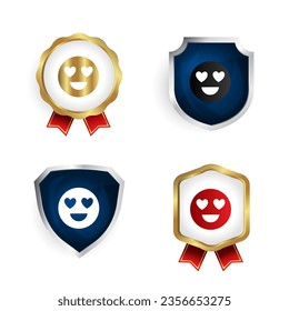 Abstract Modern Smiling Face With Heart Eyes Badge and Label Collection, can be used for business designs, presentation designs or any suitable designs.