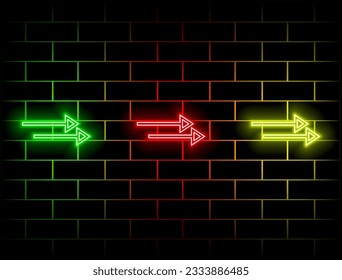 Resumen del efecto de flecha de luz de velocidad moderna en la ilustración vectorial de fondo negro. verde, rojo, amarillo, rosa, azul, naranja.
