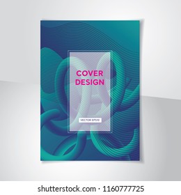 Abstract modern spiral design turquoise blue cover background  A4 proportion with space for text