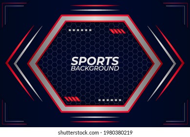 Abstract Modern Sports Hexagon Blue White and Red Background