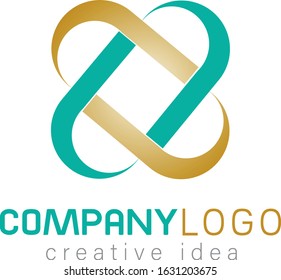 Abstract Modern Square Logo Design of two colors