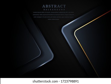 Abstract modern square overlap with golden border on dark background luxury style. You can use for vip invitation card or flyer, poster, banner web, brochure, etc. Vector illustration