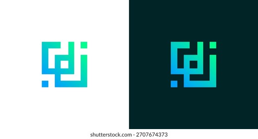 Diseño moderno Abstractas del logotipo del pixel cuadrado, elemento geométrico, icono digital de la tecnología en color del gradiente	