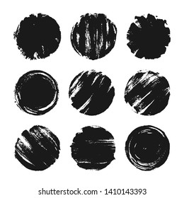 Abstract modern story highlight cover templates with hand drawn grunge textures. Black ink spots set on white background. Ink vector illustration.