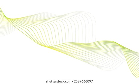 Abstract modern stream wavy line background, green and yellow twisted curve line. Lines created using blend tool. modern