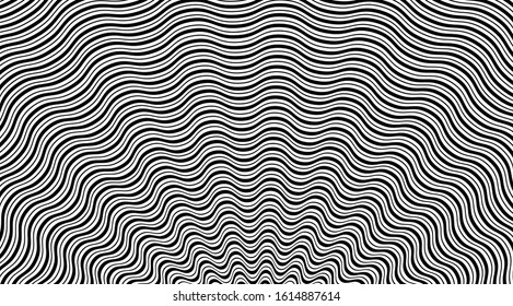 Abstract modern stripped wavy pattern backdrop. Optical illusion background.