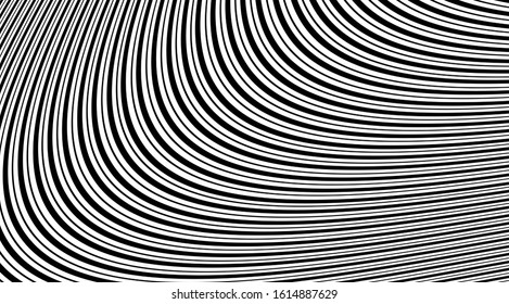 Abstract modern stripped wavy pattern backdrop. Optical illusion background.