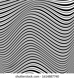 Abstract modern stripped wavy pattern backdrop. Optical illusion background.