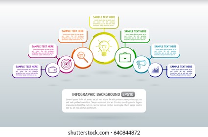 Abstract modern style business infographics. Design circular elements template with icons and text boxes. Vector illustration eps 10