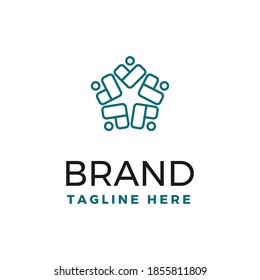 Abstract and modern style five heart and people shape as star logo template
