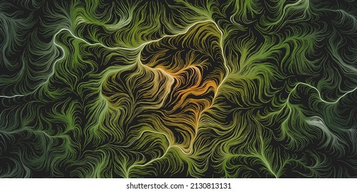 Abstract Modern Style Futuristic Dark Geometric Background Design, Colorful Bright 3D Flowing Spreading Curving Colored Diverging Lines Pattern - Digitally Generated Template in Editable Vector Format
