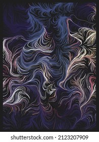 Resumen Diseño de fondo geométrico de estilo moderno, patrón de líneas curvadas de dispersión 3D coloridas - Arte de línea de generación digital en formato vectorial editable