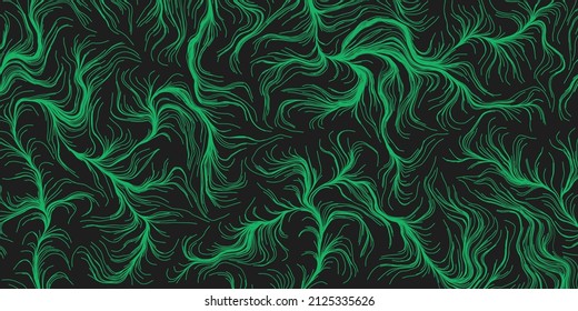Abstraktes Muster für geometrische Hintergrunddesigns im modernen Stil, Muster für dunkelgrüne 3D-Blasen-Kurven - digital generierte Line Art im bearbeitbaren Vektorformat