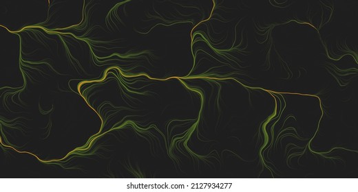Abstract Modern Style Geometric Background Design, Colorful Lit 3D Flowing Spreading Curving Lines Pattern - Dark Digitally Generated Line Art in Editable Vector Format