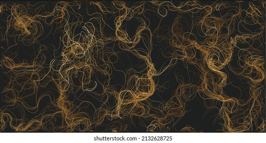 Abstract Modern Style Geometric Background Design, Golden 3D Flowing Curving Random Lines Pattern - Dark Digitally Generated Line Art in Editable Vector Format