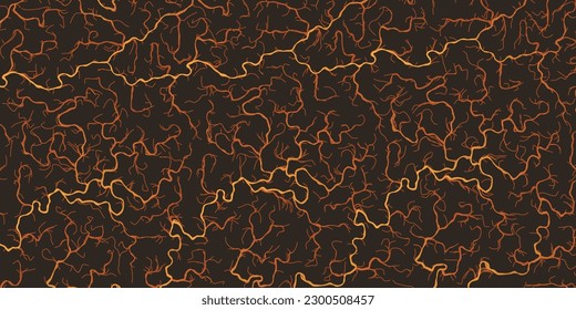 Abstract Modern Style Geometric Background Design, Golden and Brown Lit 3D Flowing Spreading Curving Lines Pattern - Dark Digitally Generated Art, Template in Editable Vector Format