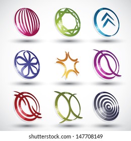 Abstract modern style icons, designs vector set, round symbols collection.