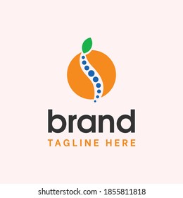 Abstract and modern style orange fruit with back bone shaped circles logo template
