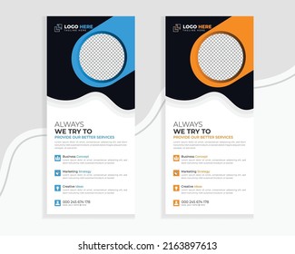 Abstraktes, modernes, einfaches Modell für Corporate Digital-Flyer-Rack-Karten, kreatives, sauberes Design für Unternehmen und Mehrzweck-Verwendung mit abstrakten Formen