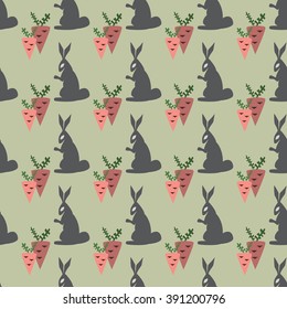 Abstract modern, stylish texture. Background with rabbits and carrots